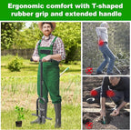 Heavy Duty Long Handled Bulb Planter Tool with Soft Rubber Grip, Garden Sod Plugger for Digging Holes, Turf Repair, Seedling Transplanting