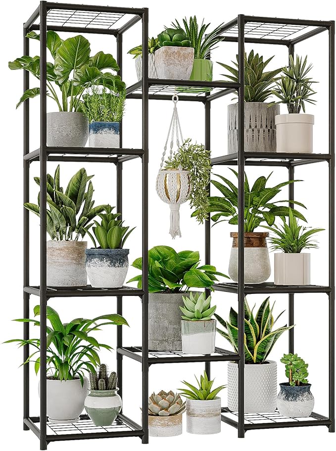 Bamworld Plant Stand Outdoor Metal Plant Shelf for Multiple Plants Large Plant Holder Waterproof for Garden Living Room Patio Morden Home Decor Gardening Gifts