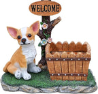 Animal Outdoor Statue Planter Solar Light Welcome Garden Sculpture Resin Flower Pot Decorative Porch Patio Yard Lawn Entryway Figurine with LED Lamp Rustic Plant Holder Ornament Courtyard (H)
