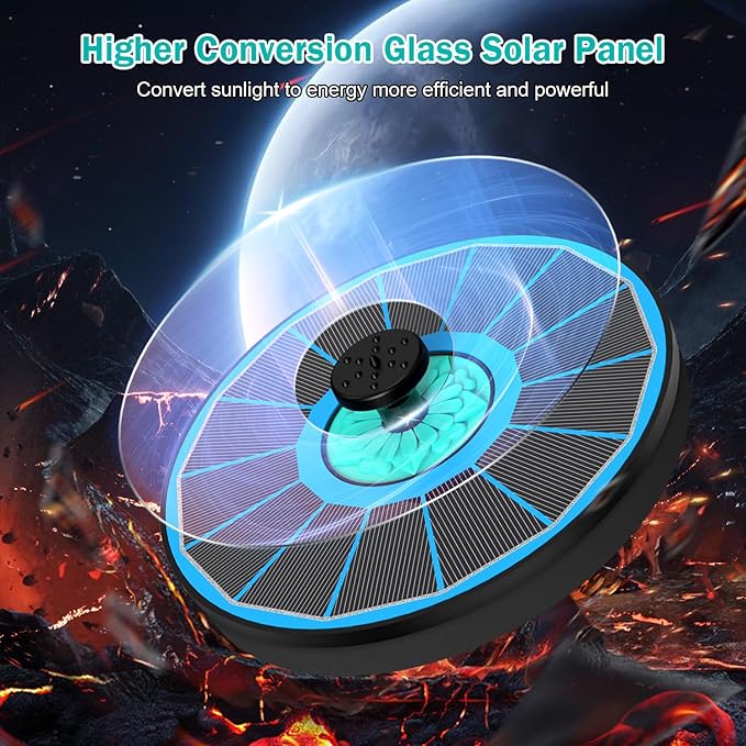 Solar Fountain Cyan Flower, Upgrade 3.5W Solar Bird Bath Fountains, Solar Powered Water Fountain with 7 Nozzles, 4 Fixed Pipes for Hummingbirds, Bird Bath, Garden, Pool, and Pond