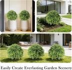2 Set Artificial Norfolk Topiary Trees with Spike, UV Resistant Faux Shrubs Bushes Fake Greenery Plants for Front Door Indoor Outdoor Home Decor