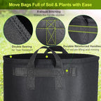 6-Pack 12 Gallon Grow Bags, 300G Thickened Nonwoven Plant Fabric Pots with Reinforced Handles for Garden Indoor Outdoor