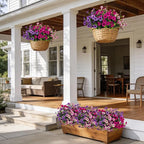 17 Inch Artificial Faux Pansy Flowers for Outdoor,Fake Pansies Flowers with Eucalyptus Leaves Fake Plants Greenery Boxwood Porch Patio Decor 6 Bundles(Light Purple,Rose White,Rose Red)