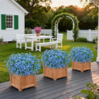 24 Bundles Artificial Flowers for Outdoors Fake Silk Flowers UV Resistant Faux Plants Eucalyptus for Spring Summer Decoration Planters Table Vase Garden Yard Porch Window Home Decor, Blue