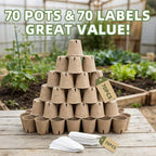 70Pcs Biodegradable 3.15” Peat Pots with 70Pcs Plant Labels, Biodegradable Seed Starter Pots with Drainage Holes, Nursery Pots for Seedlings, Herbs, Vegetables, Flowers, Gardening Kit