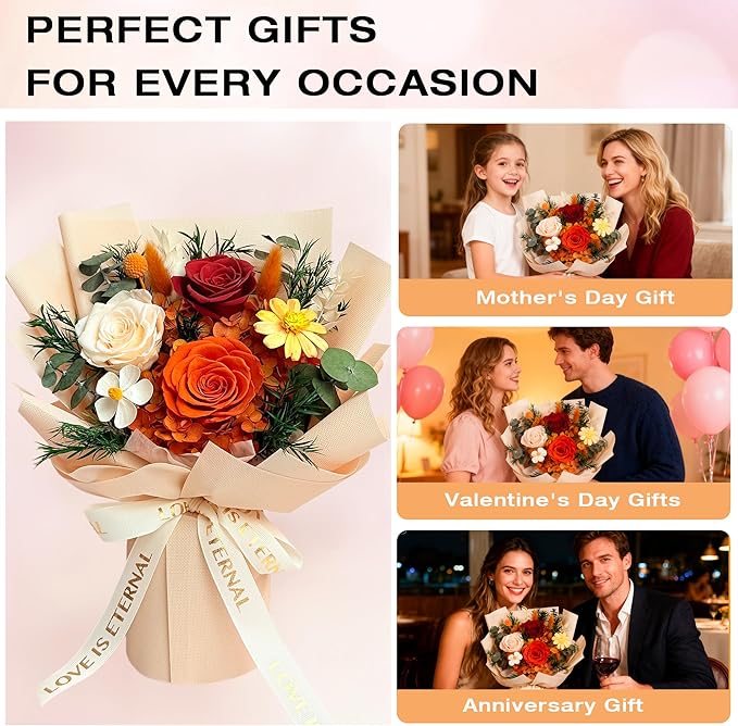 Vrioca Flowers for Delivery, Preserved Flowers Bouquets, Birthday Gifts for Women Mom