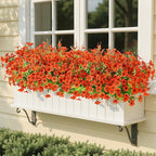 SHareconn 24 Bundles Artificial Flowers for Outdoors Decoration, Faux Plants Fake Silk Colorful Daisy Eucalyptus Lavender, UV Resistant for Outside Home Porch Patio Indoor Spring Decor, Orange