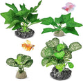 GOZILLA Silk Fish Tank Plants,Reptile Artificial Plant,Reptile Plants for Terrarium,Aquarium Decorations Accessories Set,Resin Pedestal Silk Aquarium Plant for Fish Tank.(4PCS/B-Set)