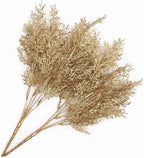 PASYOU Golden Fake Plants, Artificial Flowers Decoration for Christmas Antlers Grass Plastic Faux DIY Crafts Indoor Outdoor Home Garden Party Room Bedroom Wedding Table Centerpiece Decor, Gold 4 Pack