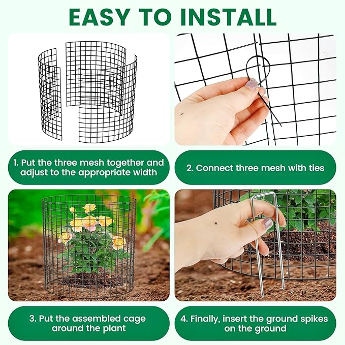 6 Pack Plant Protector from Animals, 14x13.5 Inch Wire Plant Protectors Metal Mesh Plant Cage to Keep Animals Out, Garden Plant Protection Covers for Rabbits Chicken Duck Bunny Barricades