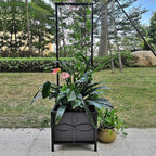 Zhongma 15.75 x 15.75 x 55 in Raised Garden Bed with Trellis,Heavy Duty Plant Box for Climbing Plants with Drainage Hole, Metal Lattice Planter Gardon Box with Inner Fabric Liners.