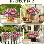 Alupssuc 48 Bundles Artificial Flowers for Outdoors Planters Spring Decoration, UV Resistant Faux Eucalyptus Violet and Lavender Silk Fake Plants for Outside Indoor Yard Home Patio Decor, Mix 6 Colors