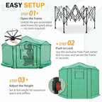 EAGLE PEAK 8.5x8.5 Portable Walk in Greenhouse, Pop Up Indoor Outdoor Greenhouse, Green House Kit with Zippered Roll-Up Doors and Windows, Hexagon Design, PE Cover, Clear/Green
