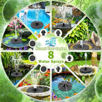 SZMP Solar Fountain with 3 Spray Height, 3.5W Glass Solar Bird Bath Fountain with 4 Adjustable Fixed Rods, and 7 Nozzles, Outdoor Solar Water Fountain Pump for Bird Bath, Garden, Pool, Pond