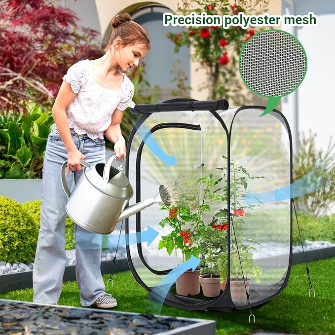 Ohuhu Mesh Plant Cover, Pop Up Garden Plant Protector Strawberry Cover Wind Protection for Plants Outdoor - Plants Screen Covers Tent Protect Fruit, Vegetables Flowers Herbs Outside from Birds Insects