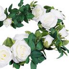 TELDRASSIL 4Pcs(26 FT) Artificial Rose Vine Fake Flower Garland Fake Silk Rose Hanging Vine for Wedding Party Background Arch Garden Background Decoration (White)