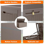 PatioZen 120 Gallon Resin Deck Box, Lockable Patio Outdoor Storage Box for Furniture, Garden Tools and Tools Storage, Waterproof Outside Storage Boxes - Grey
