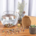 RIFNY Decorative Polished Rocks, 0.3" Gravel Rocks Crushed Crystal for Plant Flower Pots Succulents Cactus Bamboo Plant Vase Filler Aquarium Fish Tank Decorations and DIY Craft (1.5 LB, Color)
