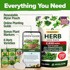 HOME GROWN 6 Herb Seeds for Planting 2,650+ Non-GMO Heirloom Seeds | Extra Large Variety Pack Herb Kit – Indoor Outdoor & Hydroponic | Culinary Seed Set | Grow Your Own Herbs | Gift for Beginners