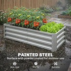Outsunny Galvanized Raised Garden Bed, 4' x 2' x 1' Metal Planter Box, for Growing Vegetables, Flowers, Herbs, Succulents, Silver