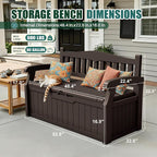 Devoko 80 Gallon Storage Bench Deck Box Lockable for Patio Furniture, Garden Decor and Outdoor Seating for Cushions, Garden Tools and Pool Supplies(Dark Brown)
