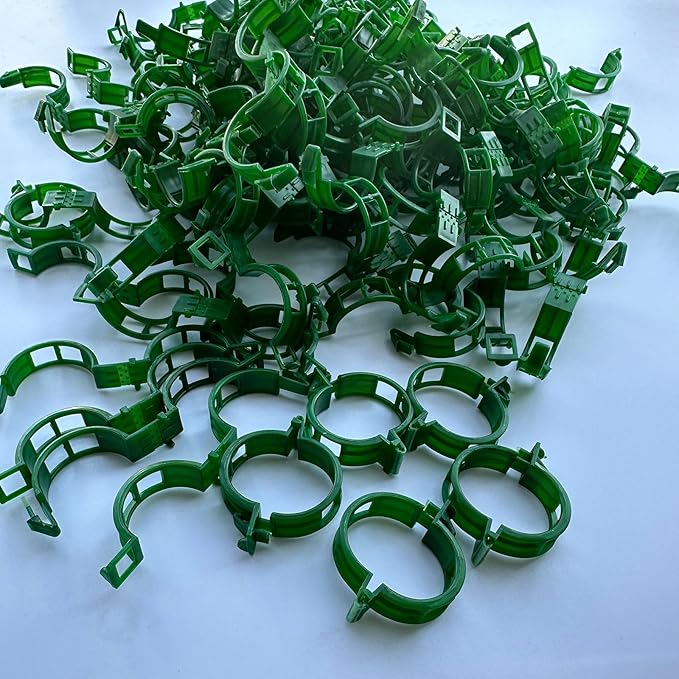 Secured PlasticTomato Vine Clips Support Clips Climbing Plants Garden Clips, Plastic Tomato Grape Vine for Flowers Stem Vine Fixing Clip， (green)