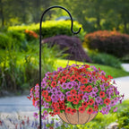 Artificial Flowers Hanging Plants in Basket,Artificial Hanging Flowers for Spring Outdoor Indoor Decor,UV Resistant hanging Baskets with Fake Flowers for Summer Patio Garden Porch Deck Home Decor