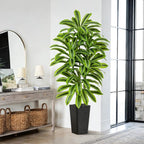 Artificial Yellow Dracaena Tree - 6FT Tall Fake Plants with Black Planter - Artificial Plants Indoor Floor Plant in Pot - Large Tropical Fake Yucca Potted Tree for Home Office Living Room Decor