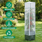 2 Pcs Garden Bird Netting Plant Cover for Square Tomato Cage, 78.7" x 21.6" Insect Bird Barrier Tomato Cage Net with Zipper & Drawstring, Tomato Trellis Netting Protection Cover for Protecting Plants