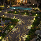 gardencave 6 Pack Solar Lights Outdoor Garden Decorative Mandala Solar Garden Lights with Warm Light Waterproof Solar Pathway Landscape Lights for Path Patio Backyard Walkway Yard Lawn Decor (Black)