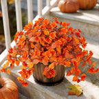 INXUGAO Fake Fall Flowers Artificial for Decoration 2PCS Faux Silk Fall Flowers Plants for Outdoors Outside Planters UV Resistant Looks Real for Front Door Porch Patio Garden Decor