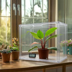 HBlife Mini Greenhouse for Indoor, Clear Stackable Green House with Magnetic Waterproof Door for Small Plants Nursery Germination, Tabletop Portable Greenhouse, 14.1x8.6x10.6 Inch (3 Pack)