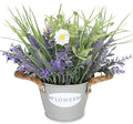 Fake Plants Purple Lavender Flowers in Pot 10" Tall Faux Artificial Potted Plant Greenery for Home Living Room Patio Coffee Table Farmhouse Aesthetic Bedroom Bathroom Decor
