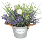 Fake Plants Purple Lavender Flowers in Pot 10" Tall Faux Artificial Potted Plant Greenery for Home Living Room Patio Coffee Table Farmhouse Aesthetic Bedroom Bathroom Decor