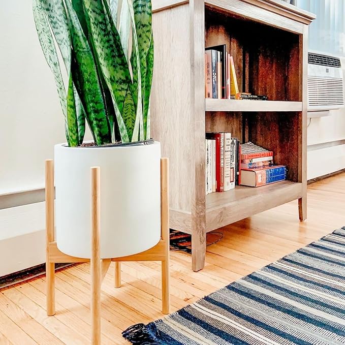 Fox & Fern 8 Inch Black Plant Pot with Drainage Plug — Premium Lightweight Fiberstone Matte Black Planter - 8 Inch Pots for Plants - for Indoor & Outdoor Use - Weather Resistant & UV Resistant