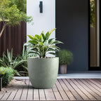 Kante 18 Inch Dia Round Concrete Planter, Indoor Outdoor Large Plant Pot with Drainage Hole and Rubber Plug for Home Patio Garden, Mint Green