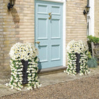 ATTGREAT Artificial Bougainvillea for Outdoors Faux Plants UV Resistant Flowers Fake Plastic Plants Realistic Silk Flowers for Porch Planter Garden Outside Hanging Decoration, 2Pcs (White)