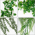 4 Pack Artificial Plants Wall Hanging Fake Plants Indoor for Shelf Boho Faux Eucalyptus Ivy Vine House Plants for Living Room Wall Backdrop Outdoor Decor