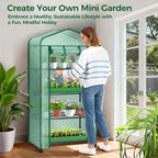Ohuhu Small Greenhouse for Indoor Outdoor with Wheel, Portable Plastic Plant Green House 4-Tier Rack Stand Portable Greenhouses with Durable PE Cover for Seedling