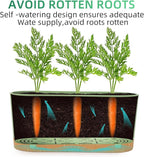 QCQHDU 16" L x 7.6" W x 7" H Window Planter Box, 2 Pack Self Watering Pots for Indoor Plants with Drainage Holes & Saucer, Outdoor Flower Pots Home Garden Modern Decor