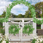 RECUTMS Artificial Willow Leaves Garland 2 Pcs Fake Hanging Vines Plants Artificial Silk Ivy Greenery 6.5 Ft Faux Evergreen Wreaths for Wedding Indoor Outdoor Garden Party Table Decor (Light Green)