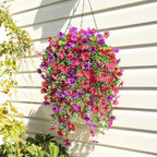Artificial Flowers for Outdoors Spring Decor, 6 Bundles UV Resistant Realistic Faux Silk Hanging Flowers, Fake Plants for Planter Indoor Outside Garden Porch Patio Balcony Yard(Fuchsia Purple)
