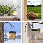 FEED GARDEN 2 Pack 10 Inch Hanging Plant Bracket Wall Hooks Decorative Plant Hangers for Outdoor Hanging Bird Feeders, Wind Chimes, Plant Baskets, Black