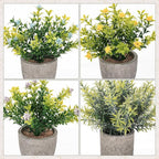 Chunful 6 Pcs Small Fake Plants Potted Faux Mini Artificial Plants Rosemary Babys Breath Artificial Flowers Farmhouse Table Centerpiece Decoration for Living Room Desk Shelves Bathroom Bedroom Office