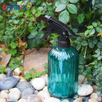 OFFIDIX Glass Spray Bottle, Plant Mister with Adjustable Nozzle 0.4L/13.5oz Pressure Watering Can Handheld Spray Bottle for Outdoor Indoor Plants and Cleaning Work (Blue)