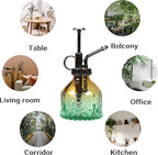 TOMEX Glass Plant Mister Spray Bottle 200ML Watering Bottle with Top Pump Watering Can for Indoor Outdoor House Plants,Flowers (Brown-Green)