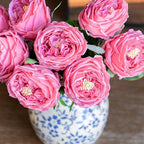 DUYONE Fake Flowers for Decoration Home Decor Artificial Flowers Austin Rose Peony Latex Fake Flower Living Room Decoration Vivid Pink Roses Peonies (Rose red 4pcs)