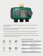 MOES 3 Outlet Sprinkler Timer, Brass Inlet, Programmable Automatic Irrigation Controller, Rain Delay, Manual Watering, 3 Zone Water Hose Timer for Gardens, Lawns