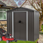 Vongrasig Outdoor Storage Shed, 6 x 4 FT Outside Metal Garden Shed with Large Window and Lockable Door, Waterproof Tool Shed for Backyard Patio, Lawn and Garden (Gray)