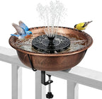 VIVOHOME Deck Mounted Bird Bath with Solar Fountain, Outdoor ABS Birdbath Bowl with Adjustable Metal Clamp, Solar Powered Pump for Railing, Fence, Balcony, 1.45 Gallons, Bronze